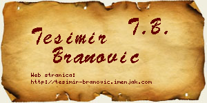 Tešimir Branović vizit kartica